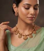 Gold plated temple heritage necklace set