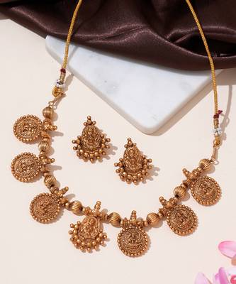 Gold plated temple heritage necklace set 2