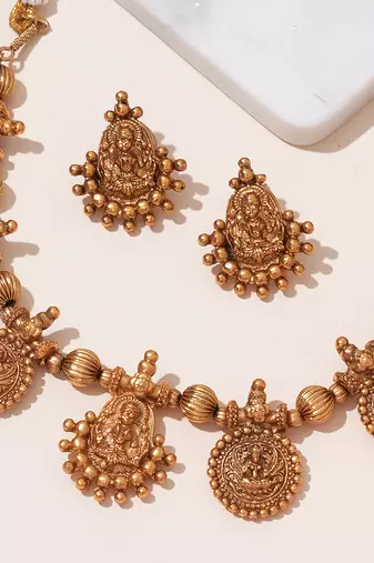 Gold plated temple heritage necklace set
