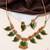 Gold plated green leaf necklace set