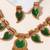 Gold plated green leaf necklace set