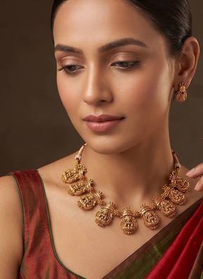 Gold plated temple heritage necklace set 1