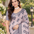 Chiku colour leaf digital printed linen cotton saree with jhalar