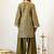 Embroidery Work Light Mehandi Green Organza Farsi Salwar Co Ords for Women