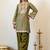 Embroidery Work Light Mehandi Green Organza Farsi Salwar Co Ords for Women