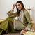 Embroidery Work Light Mehandi Green Organza Farsi Salwar Co Ords for Women