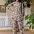 Printed Biege Cotton Blend Co Ords for Women