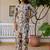 Printed Biege Cotton Blend Co Ords for Women