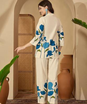 Printed Beige Cotton Blend Co Ords for Women 6