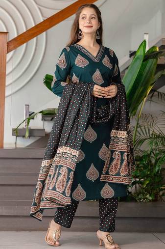 Women Ethnic Motifs Printed Regular Kurta with Trousers & Dupatta