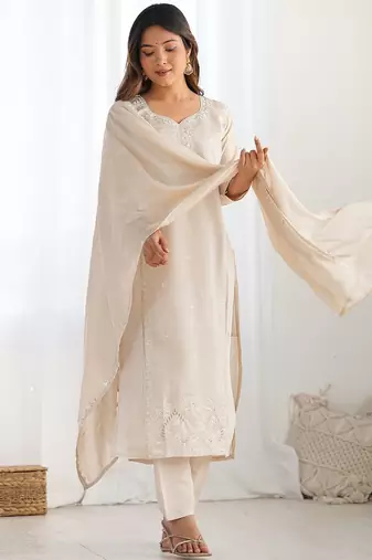 Women Ethnic Motifs Embroidered Kurta with Trousers & Dupatta