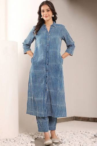 Printed Navy Blue Viscose Rayon Co Ords for Women