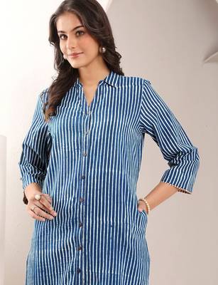 Printed Navy Blue Viscose Rayon Co Ords for Women 2