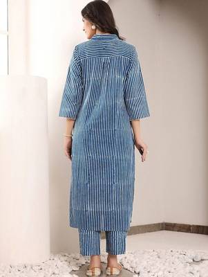 Printed Navy Blue Viscose Rayon Co Ords for Women 3