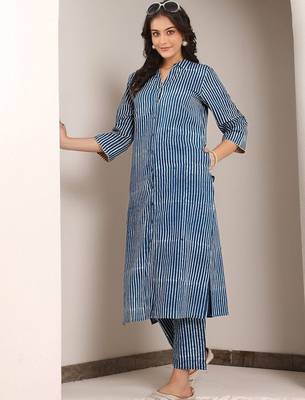 Printed Navy Blue Viscose Rayon Co Ords for Women 5
