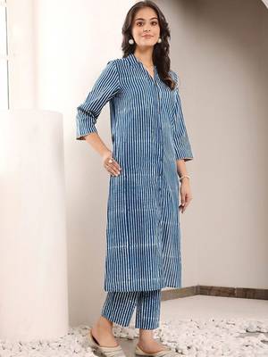 Printed Navy Blue Viscose Rayon Co Ords for Women 6