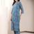Printed Navy Blue Viscose Rayon Co Ords for Women