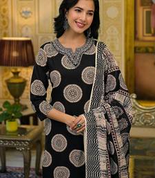 Women Ethnic Motifs Printed Regular Thread Work Kurta with Palazzos & With Dupatta