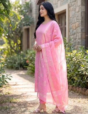 Women Ethnic Motifs Printed Regular Kurta with Trousers & With Dupatta 4