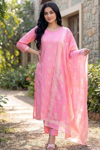 Women Ethnic Motifs Printed Regular Kurta with Trousers & With Dupatta