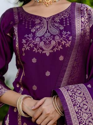 Women Woven Design Kurta with Trousers & Dupatta 3