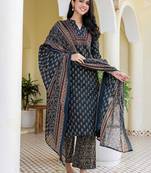 Women Ethnic Motifs Print Regular Kurta with Trousers & With Dupatta