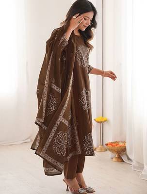Women Ethnic Motifs Printed Regular Kurta with Trousers & With Dupatta 6
