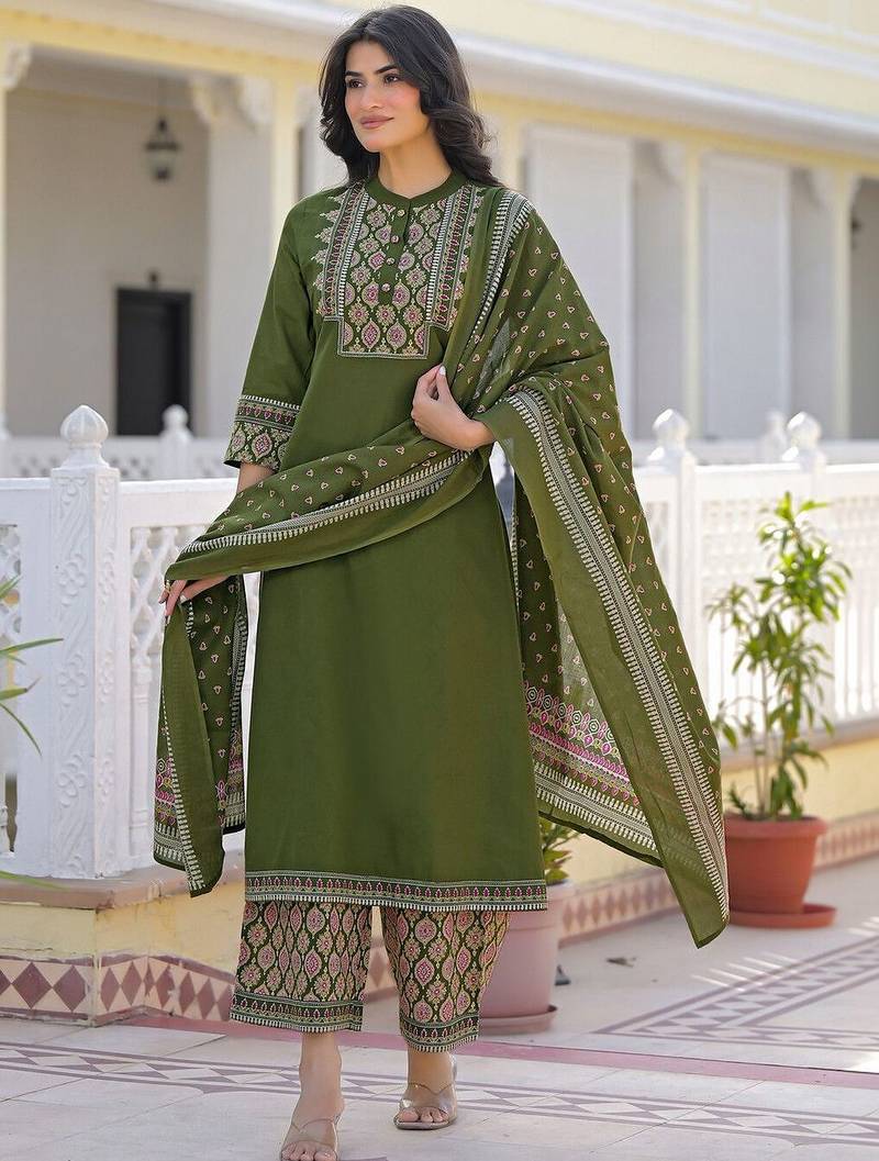 Women Ethnic Motifs Embroidered Regular Kurta with Palazzos & With Dupatta