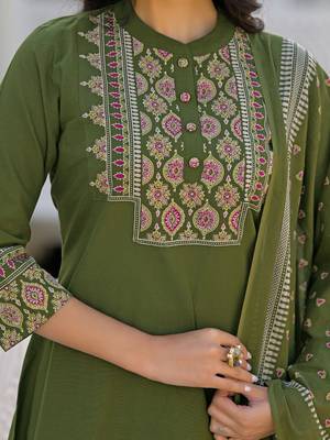 Women Ethnic Motifs Embroidered Regular Kurta with Palazzos & With Dupatta 5