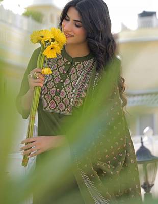 Women Ethnic Motifs Embroidered Regular Kurta with Palazzos & With Dupatta 7