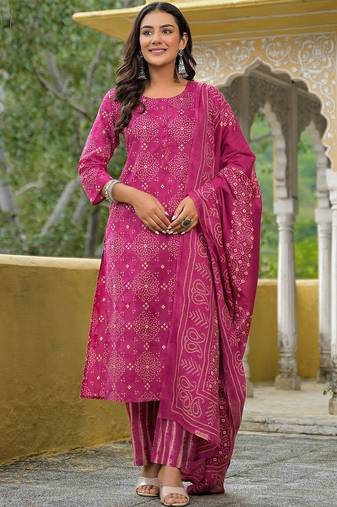 Women Ethnic Motifs Printed Regular Kurta with Trousers & With Dupatta