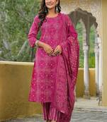 Women Ethnic Motifs Printed Regular Kurta with Trousers & With Dupatta
