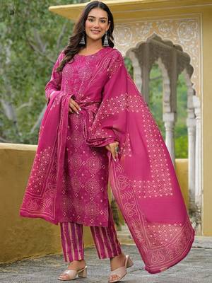 Women Ethnic Motifs Printed Regular Kurta with Trousers & With Dupatta 3