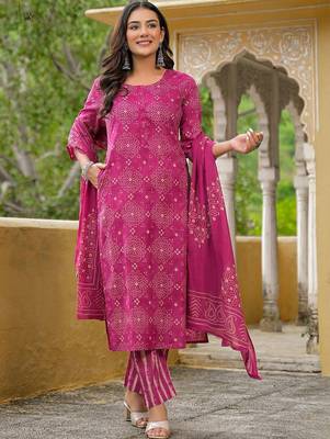 Women Ethnic Motifs Printed Regular Kurta with Trousers & With Dupatta 6