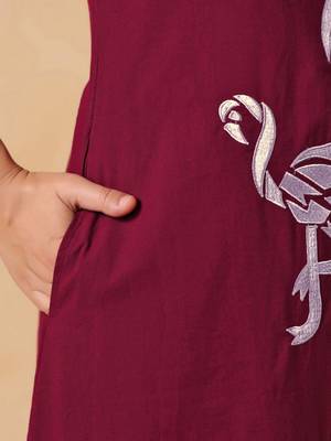 Embroidered Dusty Wine Cotton Co Ords for Women 4