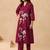 Embroidered Dusty Wine Cotton Co Ords for Women