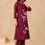 Embroidered Dusty Wine Cotton Co Ords for Women