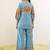 Embroidered Mint Blue Viscose Rayon Co Ords for Women