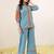 Embroidered Mint Blue Viscose Rayon Co Ords for Women