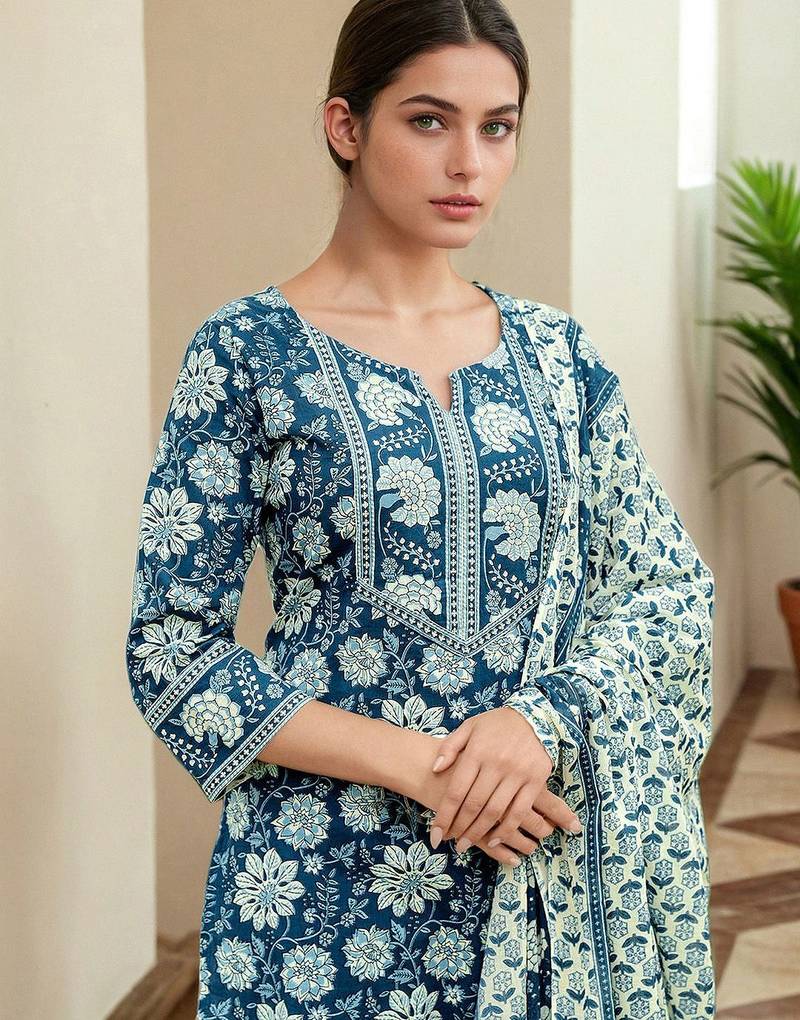 Women Floral Printed Kurta with Trousers & Dupatta