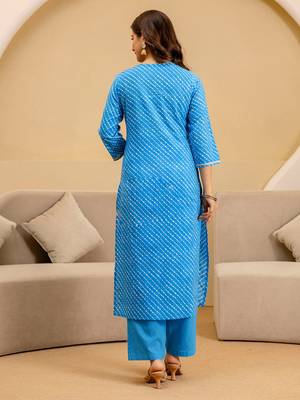 Women Leheriya Printed Kurta with Trousers & Dupatta 5