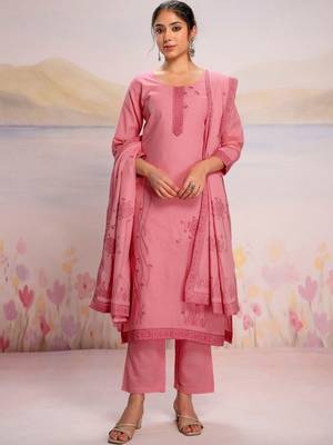 Women Ethnic Motifs Embroidered Regular Thread Work Pure Cotton Kurta with Trousers & With Dupatta 1