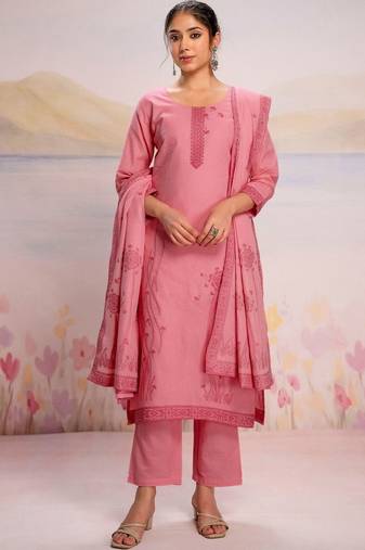 Women Ethnic Motifs Embroidered Regular Thread Work Pure Cotton Kurta with Trousers & With Dupatta
