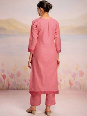 Women Ethnic Motifs Embroidered Regular Thread Work Pure Cotton Kurta with Trousers & With Dupatta 3