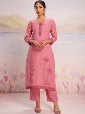 Women Ethnic Motifs Embroidered Regular Thread Work Pure Cotton Kurta with Trousers & With Dupatta 4