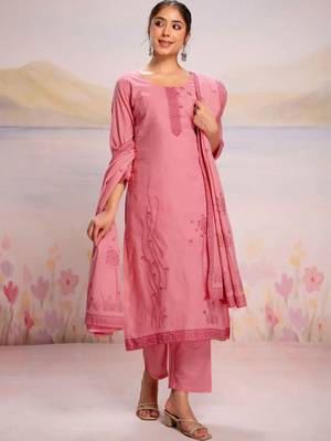 Women Ethnic Motifs Embroidered Regular Thread Work Pure Cotton Kurta with Trousers & With Dupatta 6