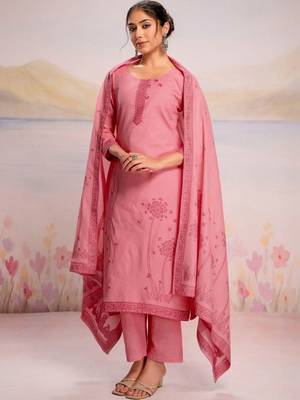 Women Ethnic Motifs Embroidered Regular Thread Work Pure Cotton Kurta with Trousers & With Dupatta 7
