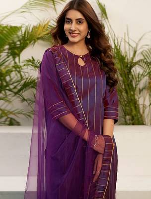 Women Striped Kurta with Palazzo & Dupatta 2