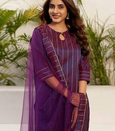 Women Striped Kurta with Palazzo & Dupatta