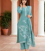 Women Floral Woven Design Kurta With Trousers & Dupatta